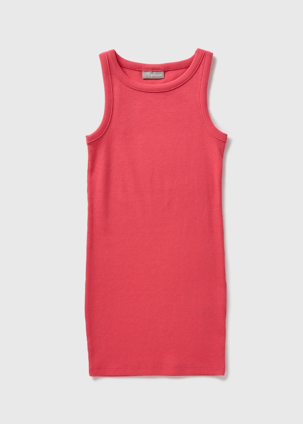 Girls Coral Ribbed Dress (7-15yrs) - Age 7 Years Image 1