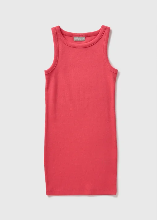 Girls Coral Ribbed Dress (7-15yrs) - Age 7 Years Image 1