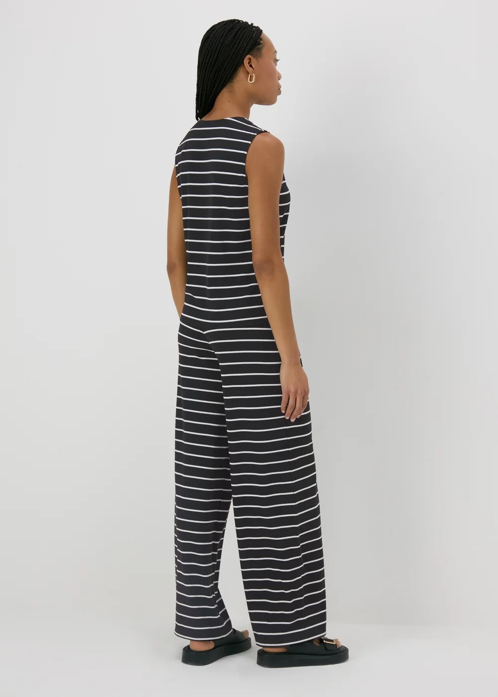 Black Stripe Wide Leg Co Ord Trousers - 8 Image 2