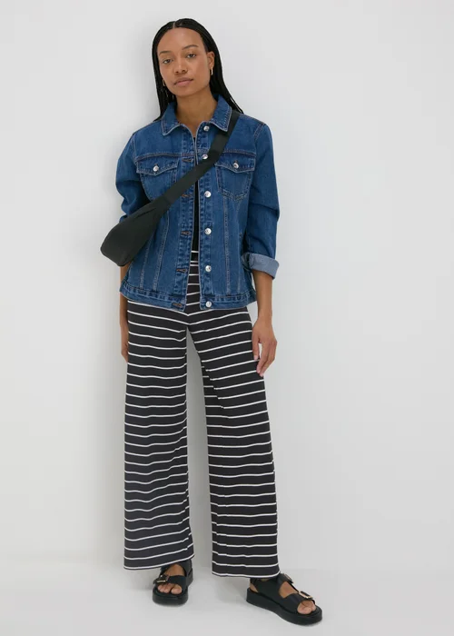 Black Stripe Wide Leg Co Ord Trousers - 8 Image 1