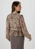 Brown Zebra Print Frill Blouse - Size 8 Image 2