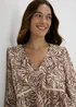 Brown Zebra Print Frill Blouse - Size 8 Image 3