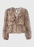 Brown Zebra Print Frill Blouse - Size 8 Image 5