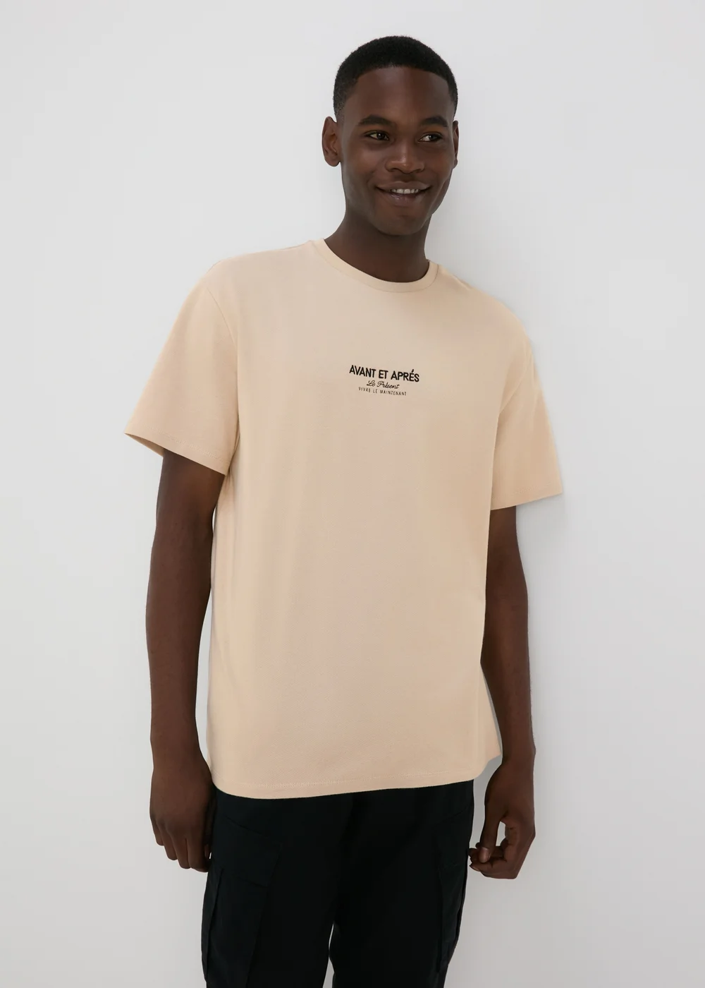 Stone Textured Slogan T-Shirt - S Image 1