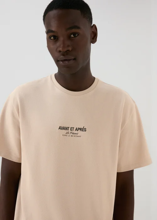 Stone Textured Slogan T-Shirt - S Image 3