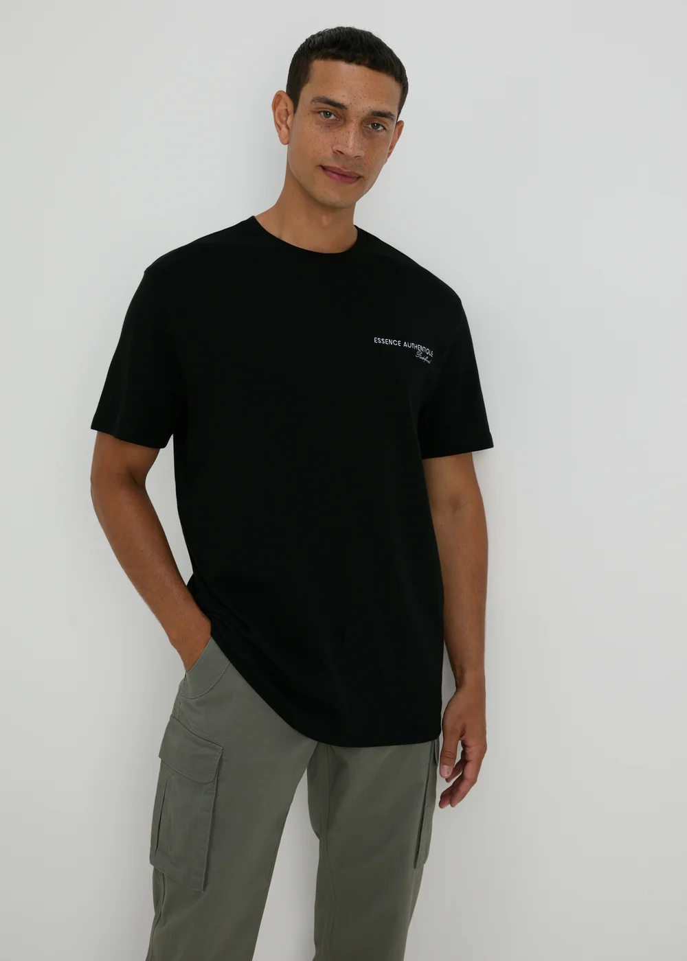 Black Embroidered T-Shirt - S Image 1