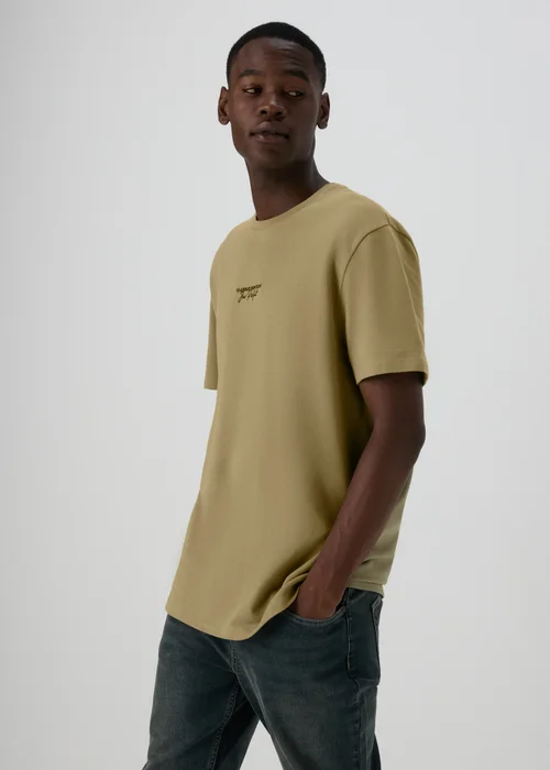 Sage Textured Slogan T-Shirt - S Image 1