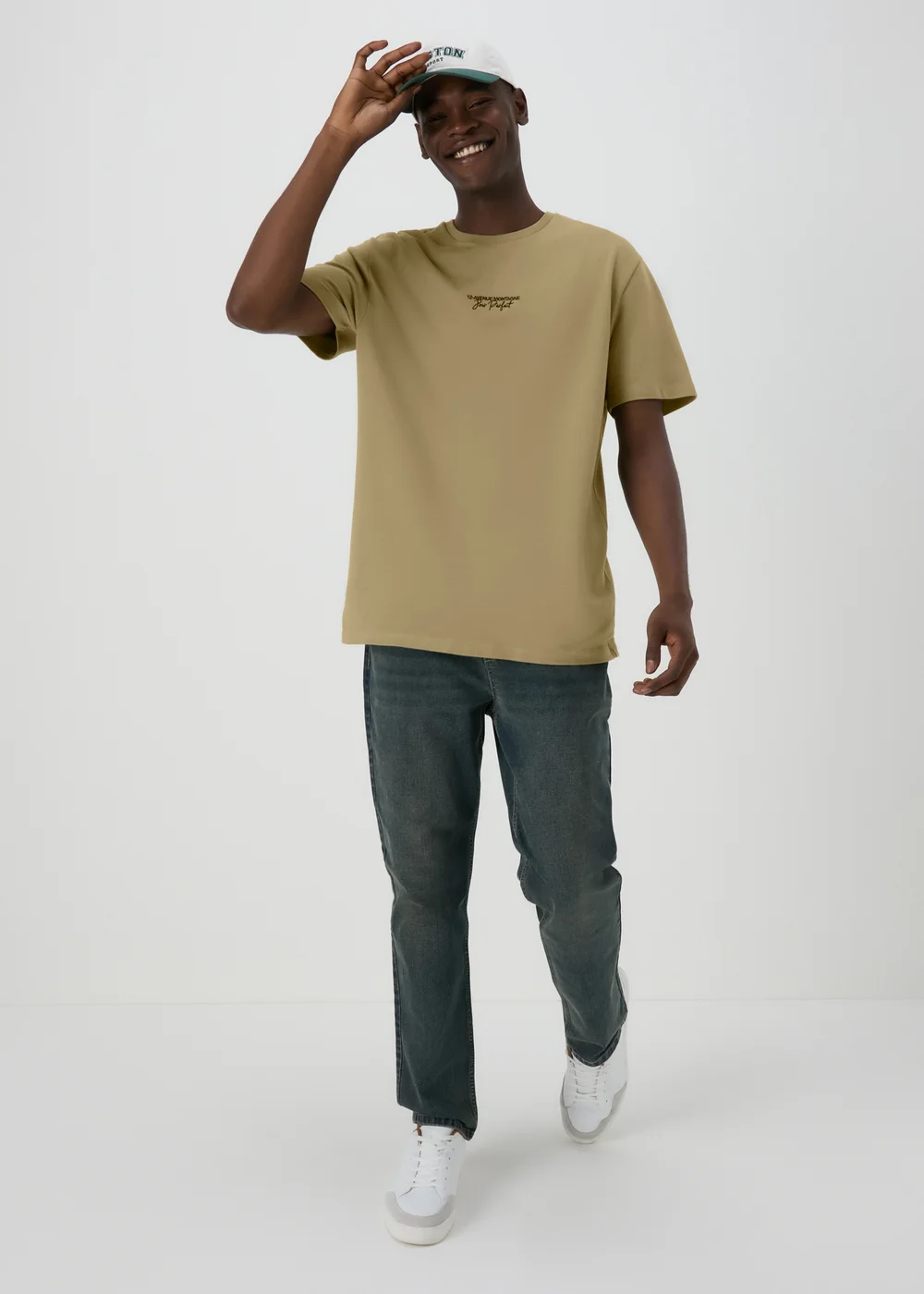 Sage Textured Slogan T-Shirt - S Image 4