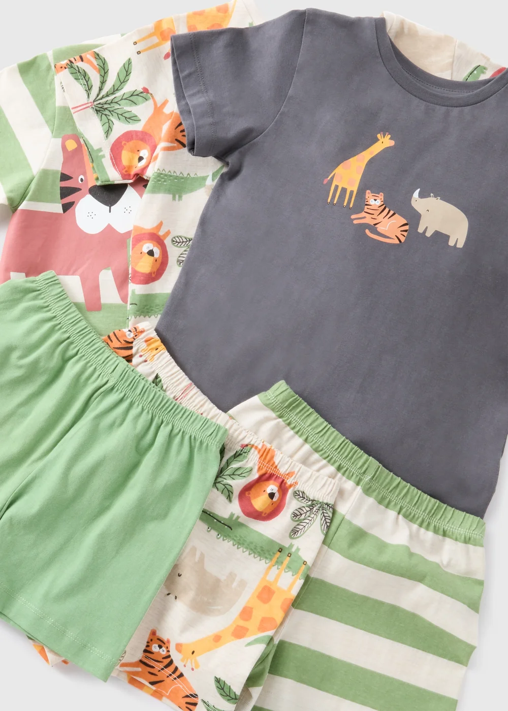 3 Pack Boys Green Jungle Top & Short Pyjama Set (1-7yrs) - 1 half year to 2 Image 2