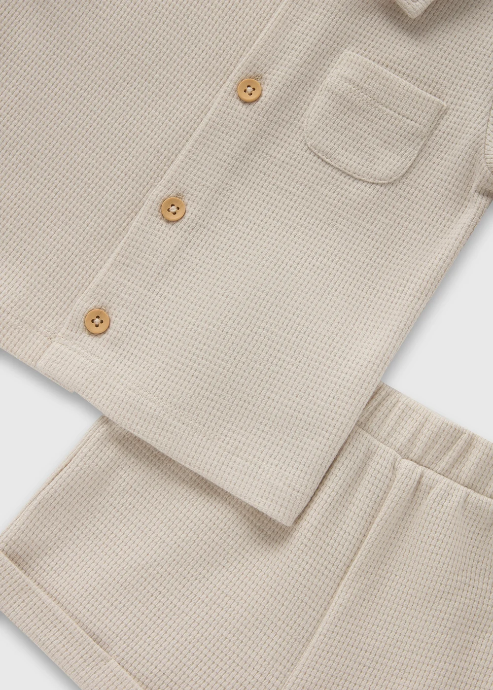 Stone Waffle Shirt & Shorts Set (Newborn-23mths) - Age 0 - 3 Months Image 2
