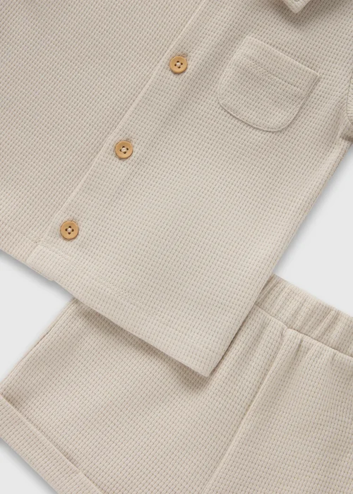 Stone Waffle Shirt & Shorts Set (Newborn-23mths) - Age 0 - 3 Months Image 2