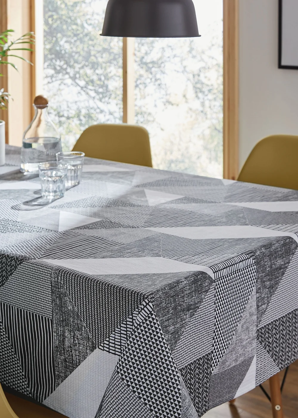 Catherine Lansfield Grey Larsson Geo Cotton Table Cloth (137x229 cm) - Medium Image 2