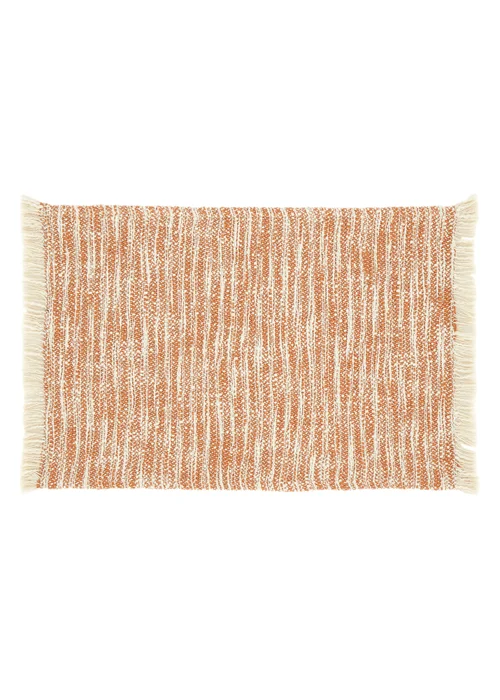 Pineapple Elephant TerracottaTextured Frayed Edge Cotton Placemat Pair (30x46 cm) - One Size Image 1