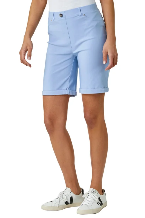 Roman Light Blue Turn Up Stretch Shorts - 22 Image 1