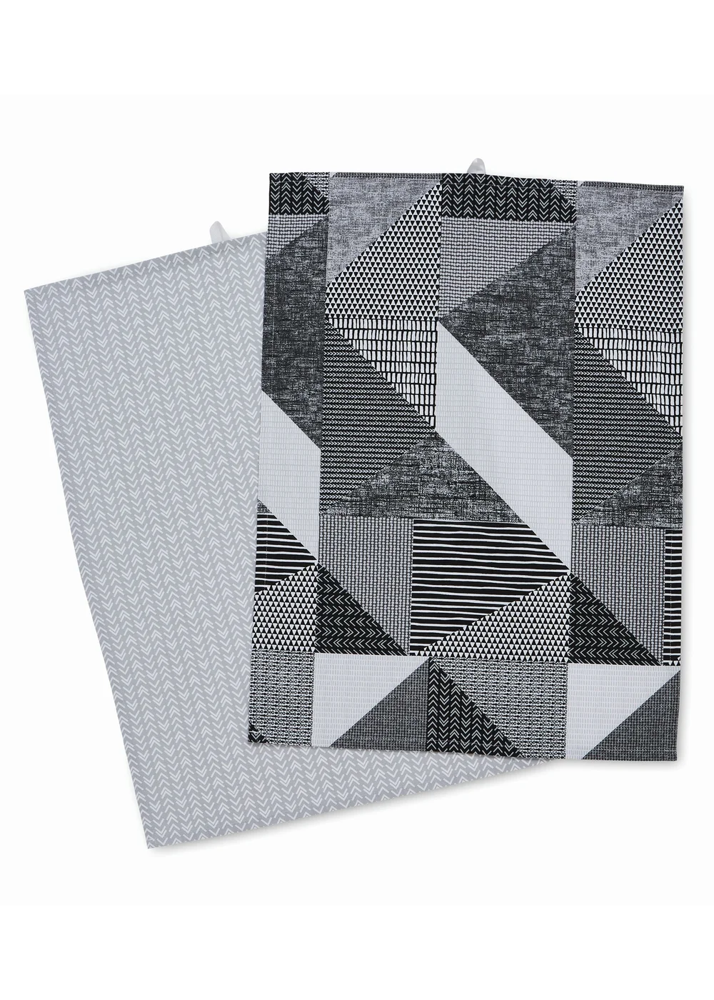 Catherine Lansfield Grey Larsson Geo Cotton Kitchen Towel Pack of 4 (50x75 cm) - One Size Image 1