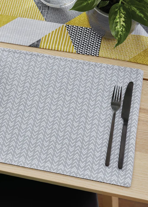 Catherine Lansfield Ochre Larsson Geo Cotton Dining Placemat 4 Pack (30x46 cm) - One Size Image 3