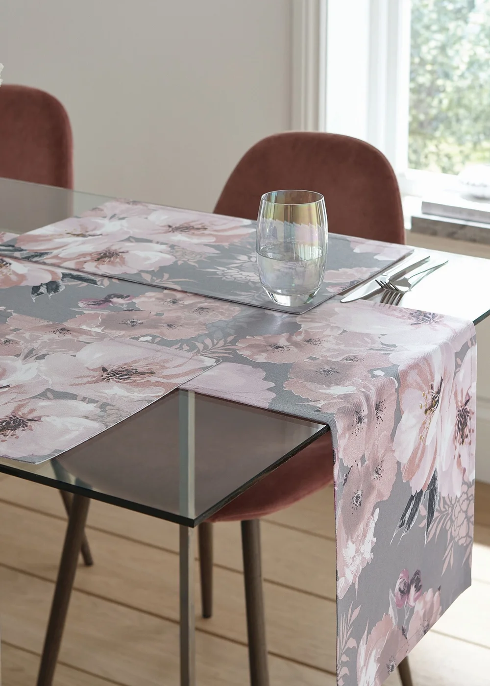 Catherine Lansfield Grey Floral Cotton Dining Placemat 4 Pack (30x46 cm) - One Size Image 4