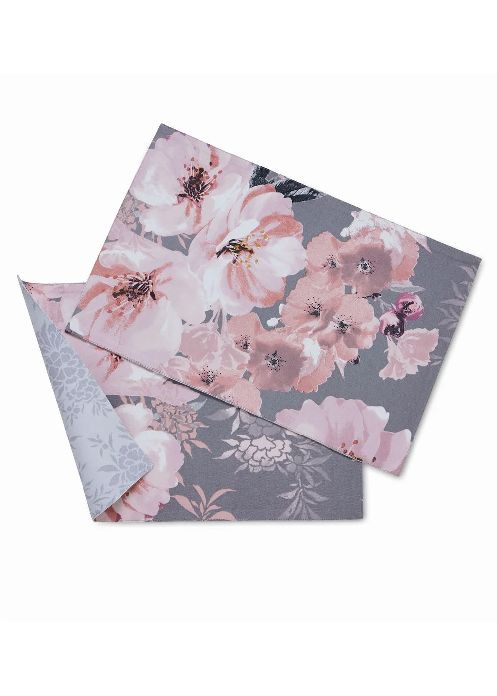 Catherine Lansfield Grey Floral Cotton Dining Placemat 4 Pack (30x46 cm) - One Size Image 1