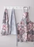 Catherine Lansfield Grey Floral Cotton Kitchen Tea Towel Pack of 4 (50x75 cm) - One Size Image 3