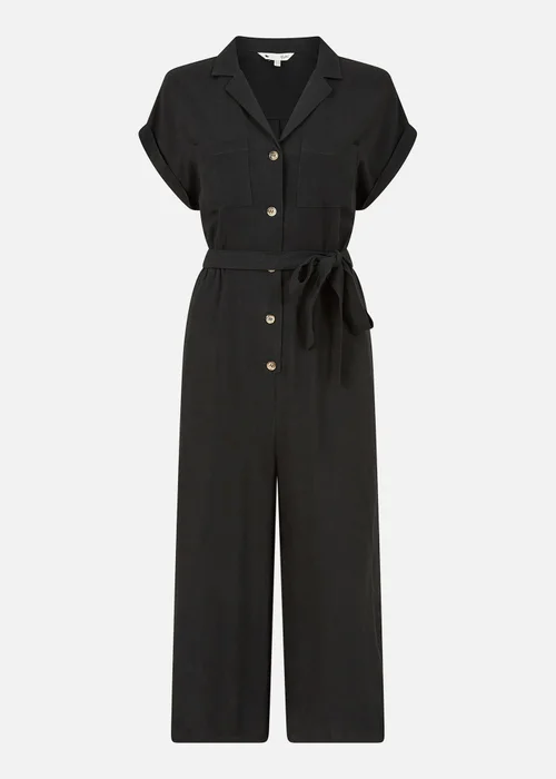 Yumi Black Linen Jumpsuit - Size 8 Image 3