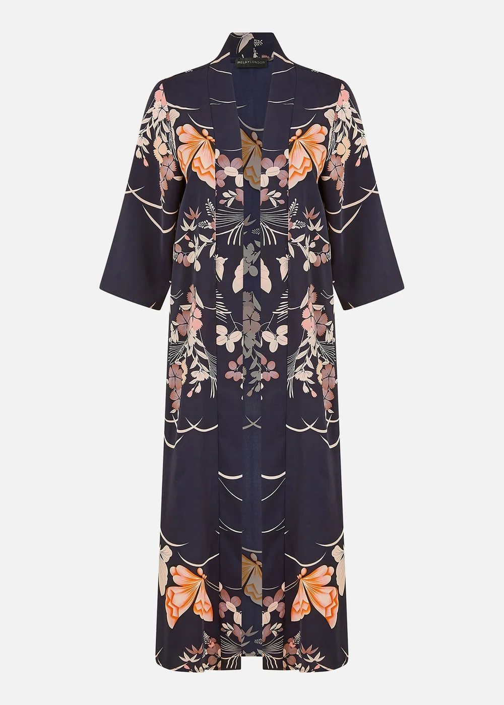 Yumi Navy Butterfly Print Long Kimono - 8 Image 3