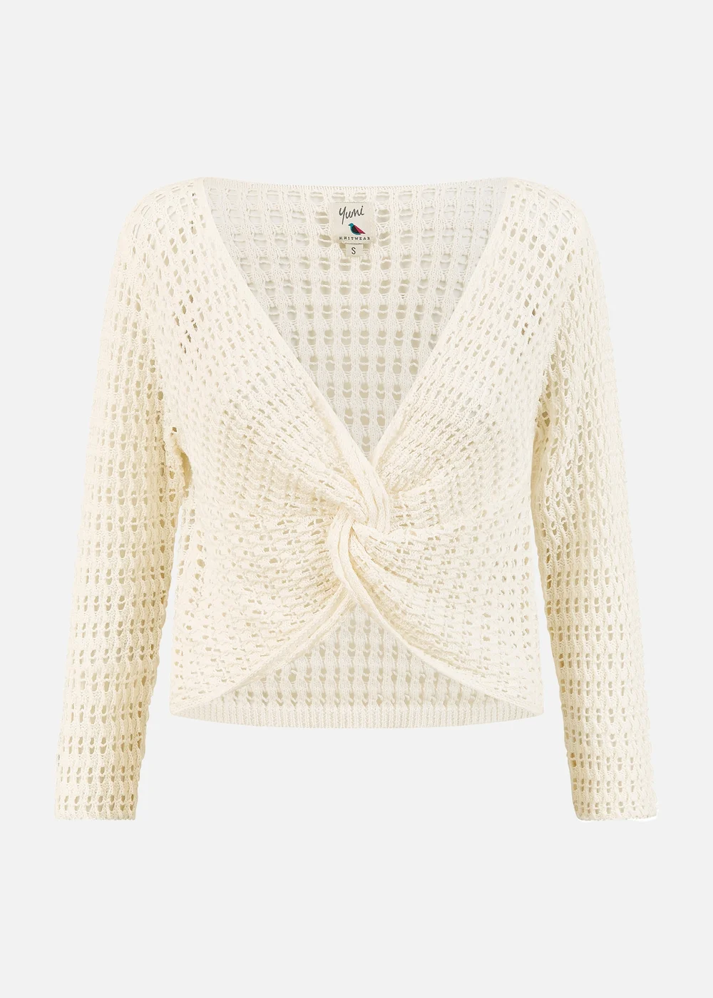 Yumi Ivory Crochet Cotton Twisted Bolero Top - S Image 3