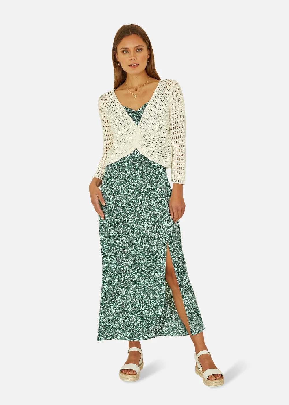 Yumi Ivory Crochet Cotton Twisted Bolero Top - S Image 1