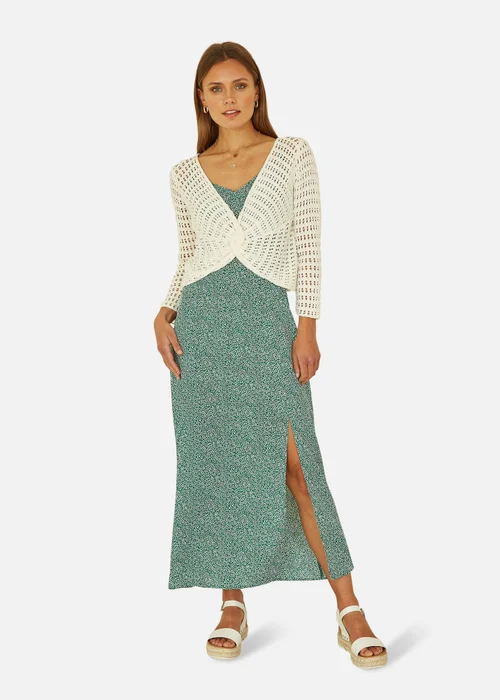 Yumi Ivory Crochet Cotton Twisted Bolero Top - S Image 1