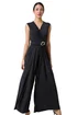Roman Black Metallic Belt Draped Stretch Jumpsuit - Size 10 Image 1