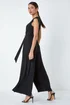 Roman Black Metallic Belt Draped Stretch Jumpsuit - Size 10 Image 4