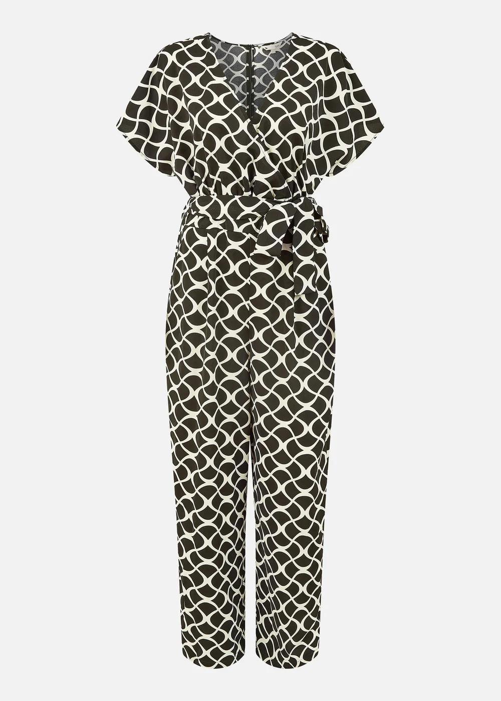 Yumi Black Geometric Print Wrap Jumpsuit - 16 Image 2