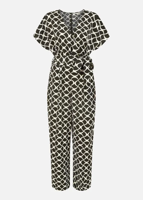 Yumi Black Geometric Print Wrap Jumpsuit - 16 Image 2