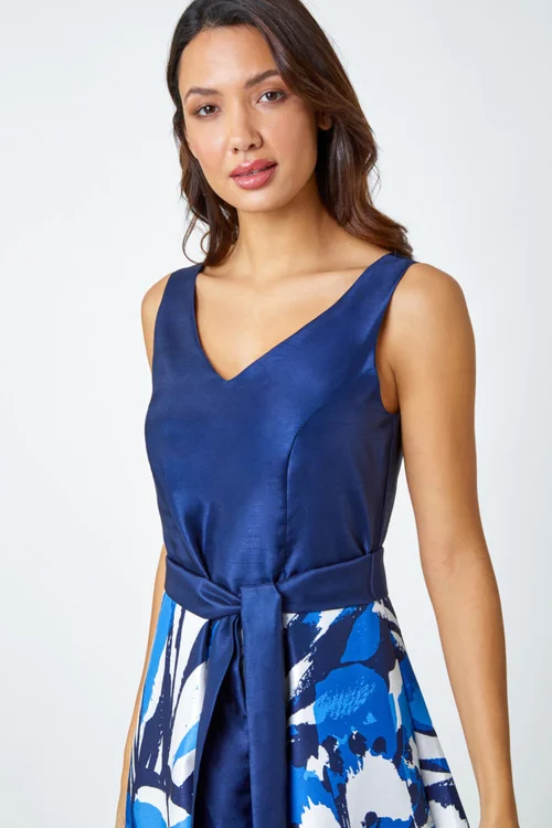 Roman Navy Butterfly Print Fit & Flare Dress - 6 Image 4