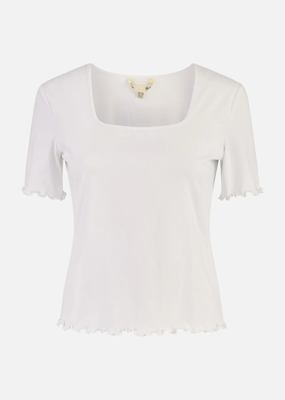 Yumi White Cotton Jersey Lettuce Trim T-Shirt - 8 Image 3