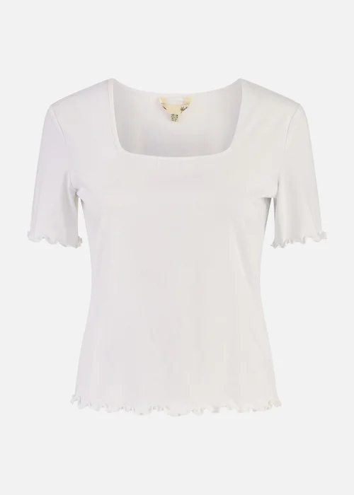 Yumi White Cotton Jersey Lettuce Trim T-Shirt - 8 Image 3