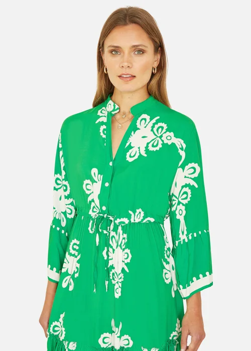 Yumi Green Viscose Midi Dress With Long Sleeves - 8 Image 2