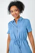 Roman Petite Light Denim Petite Tie Waist Denim Shirt Dress - 8 Image 4