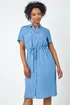Roman Petite Light Denim Petite Tie Waist Denim Shirt Dress - 8 Image 2