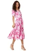Roman Fuchsia Cotton Floral Print Tiered Midi Dress - 10 Image 2