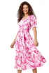 Roman Fuchsia Cotton Floral Print Tiered Midi Dress - 10 Image 1