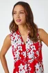 Roman Red Textured Floral Print Sleeveless Top - Size 26 Image 4