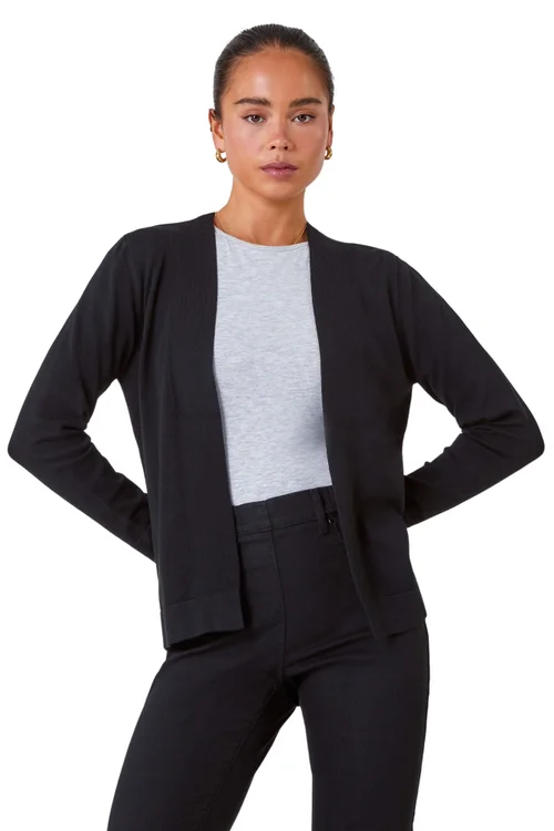 Roman Black Petite Plain Stretch Cardigan - 8 Image 1