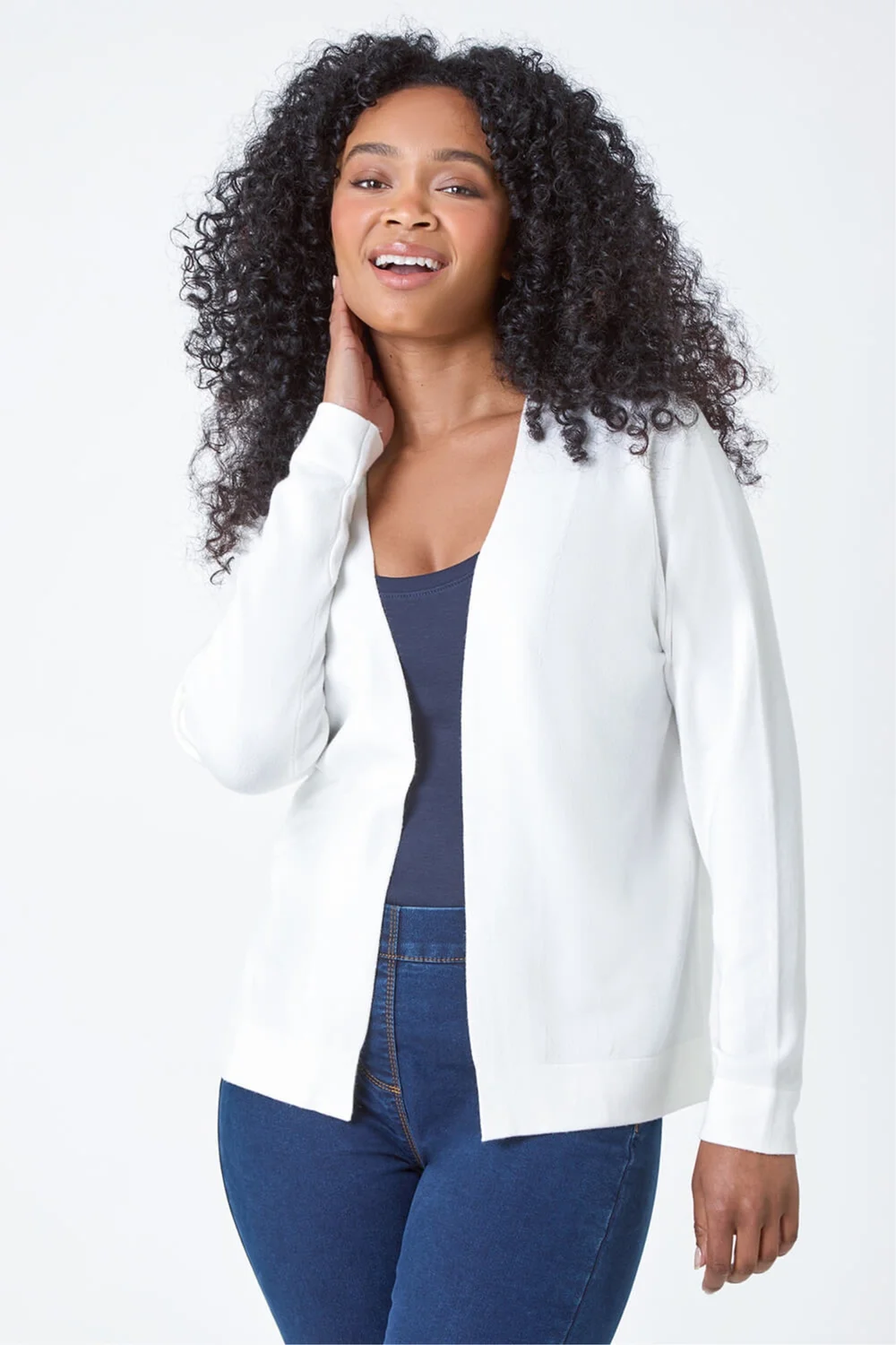 Roman White Petite Plain Stretch Cardigan - 8 Image 1