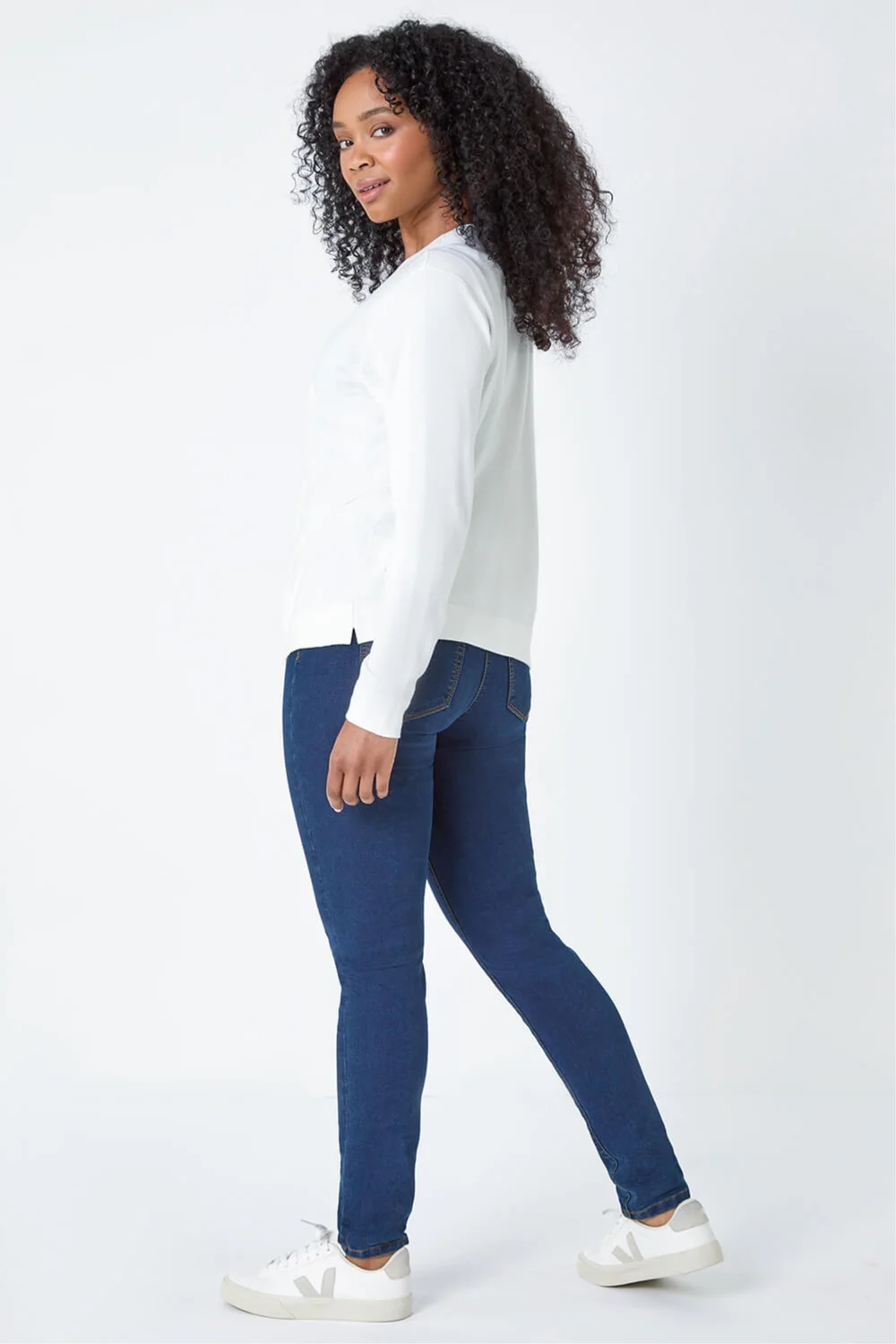 Roman White Petite Plain Stretch Cardigan - 8 Image 3