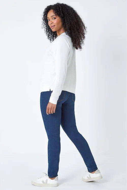 Roman White Petite Plain Stretch Cardigan - 8 Image 3