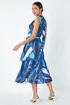 Roman Navy Abstract Print Pleated Chiffon Midi Dress - 26 Image 3