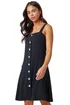Roman Petite Black Petite Button Front Pocket Dress - 12 Image 2