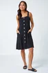 Roman Petite Black Petite Button Front Pocket Dress - 12 Image 3