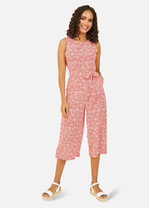 Mela Red Ditsy Floral Print Culotte Jumpsuit - 6 Image 1