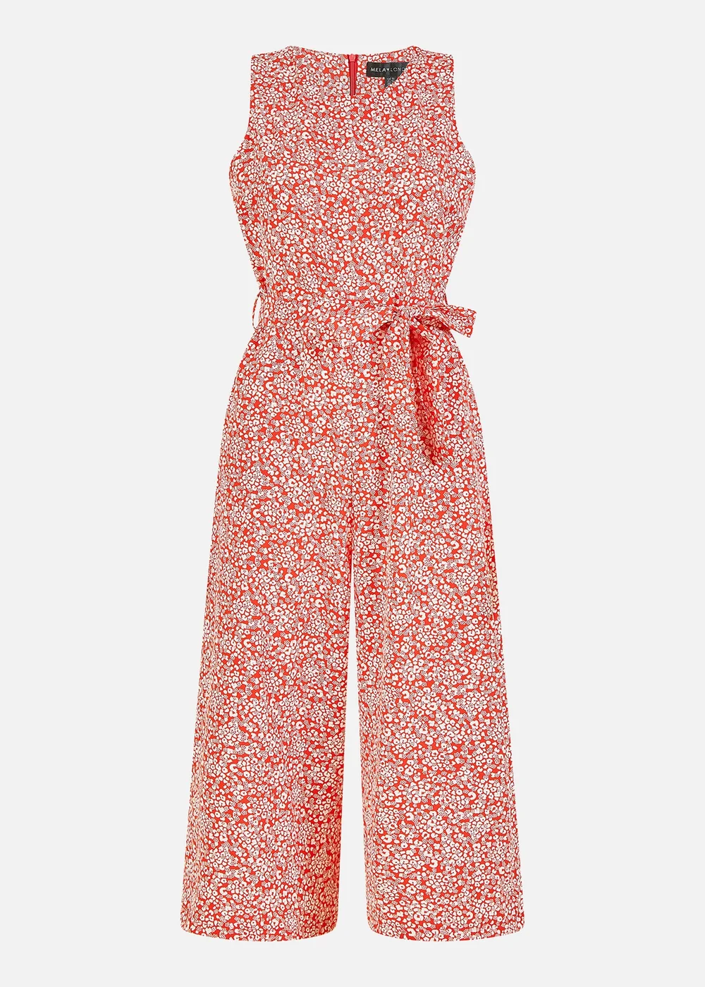 Mela Red Ditsy Floral Print Culotte Jumpsuit - 6 Image 3